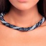 Колье Adami Martucci из серебряной сетки с черным кружевом.