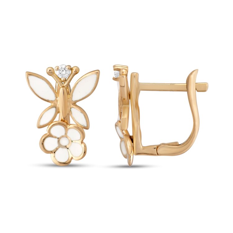 Серьги Roberto Bravo White Dreams с эмалью и бриллиантами