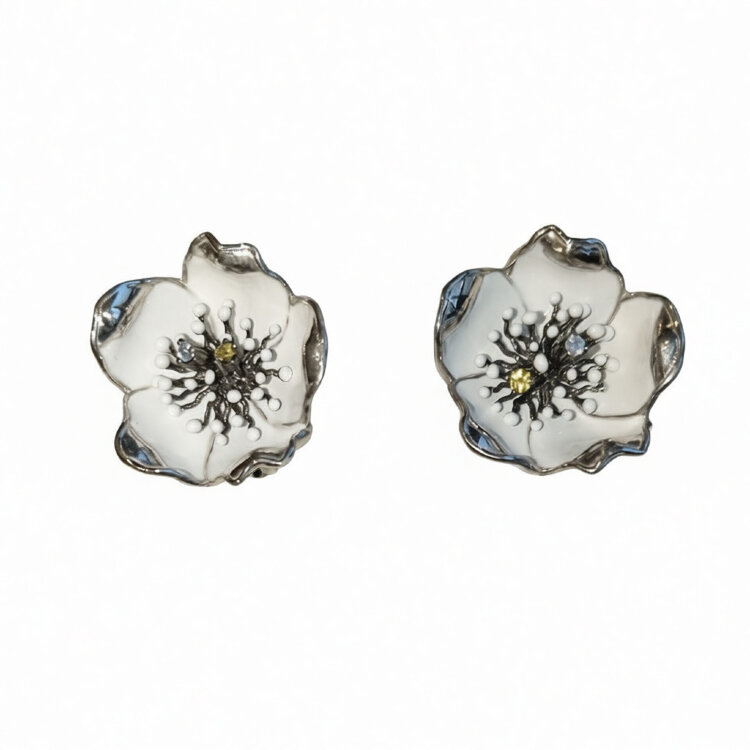 Сережки White Dreams з емаллю та фіанітами WDHE0022-CZ