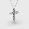 Кольє «Хрестик» у білому золоті, з діамантами 748171121