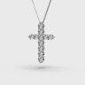 Кольє «Хрестик» у білому золоті, з діамантами 748171121