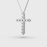 Кольє «Хрестик» у білому золоті, з діамантами 748171121
