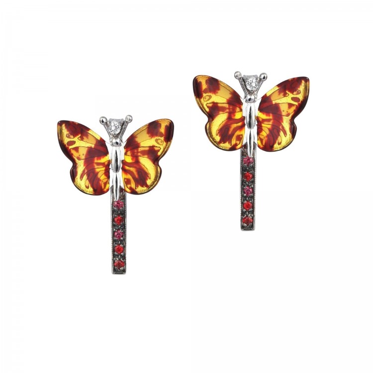 Серьги Roberto Bravo Monarch Butterfly с эмалью и сапфирами.