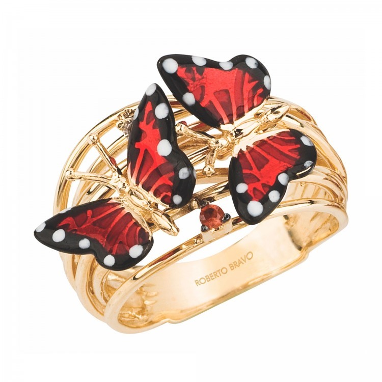 Каблучка Monarch Butterfly з емаллю сапфіром та діамантом MBHR0009-00