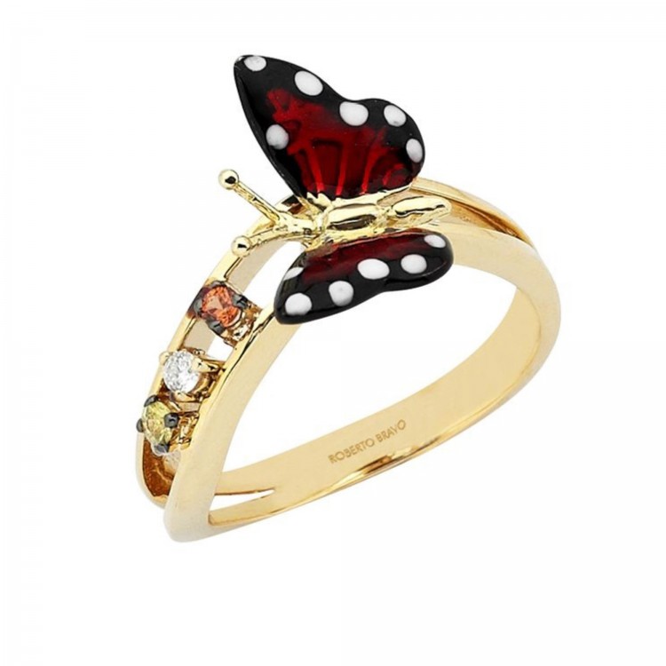 Каблучка Monarch Butterfly з емаллю сапфірами та діамантом MBHR0019-00