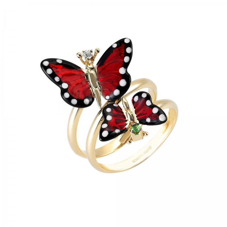 Каблучка Monarch Butterfly з емаллю сапфіром та діамантом MBXR0028-00