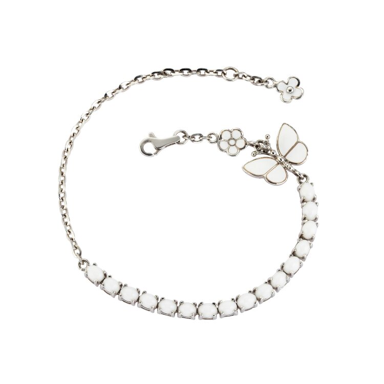 Браслет White Dreams з агатом емаллю та фіанітами WDXB0003-CZ