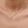 Хрестик «Міні» з білого золота, з діамантами 12311121